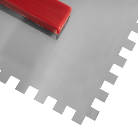 Гладилка стальная, 280 x 130 мм, зеркальная полировка, пластмастмассовая ручка, зуб 8 x 8 мм Matrix цена