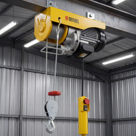 Тельфер электрический TF-1000,1 т, 1600 Вт, высота 12 м, 8 м/мин Denzel цена