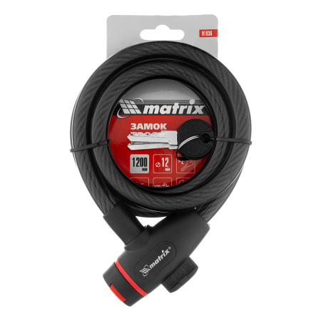 Замок тросовый универсальный, 12 х 1200 мм Matrix цена