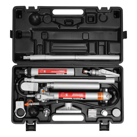 Растяжка гидравлическая, 10 т, набор из 17 предметов, 7 сменных насадок, в пластиковом кейсе Matrix цена