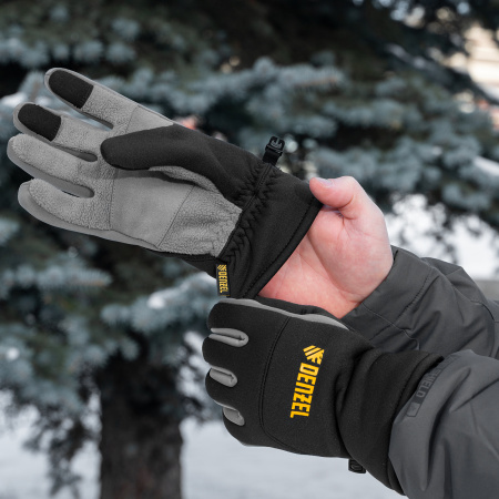 Перчатки универсальные, искусственный мех, работа с сенсорным экраном, размер 8 Denzel