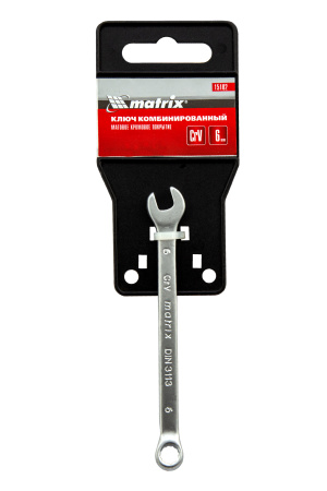 Ключ комбинированный, 6 мм, CrV, матовый хром Matrix