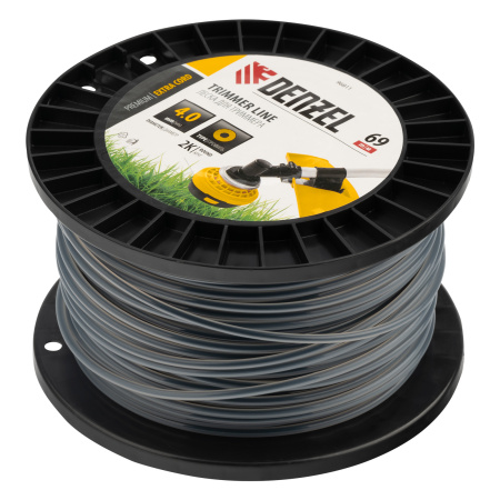 Леска для триммера двухкомпонентная круглая, 4,0мм х 69м, на DIN катушке EXTRA CORD Denzel цена