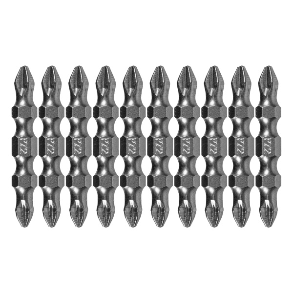Бита двухсторонняя, PH2-PZ2 х 45 мм, сталь S2, 10 шт. Denzel
