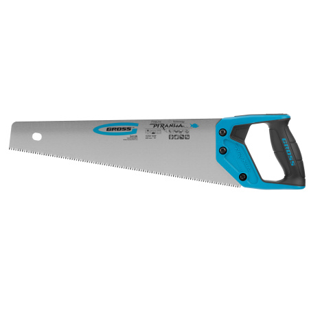 Ножовка по дереву "Piranha", 400 мм, 7-8 TPI, зуб-3D, каленый зуб, двухкомпонентная рукоятка Gross цена