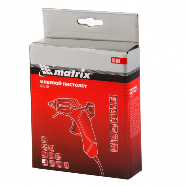 Клеевой пистолет, 7 мм, 15 (40) Вт, 5 г/мин Matrix цена