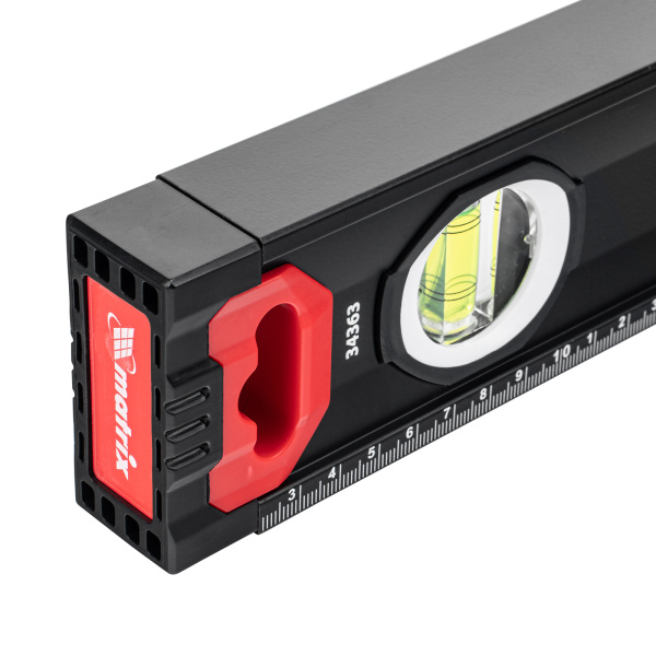 Уровень алюминиевый, усиленный, фрезерованный, 3 глазка, двухкомпонентные рукоятки, 1000 мм Matrix цена