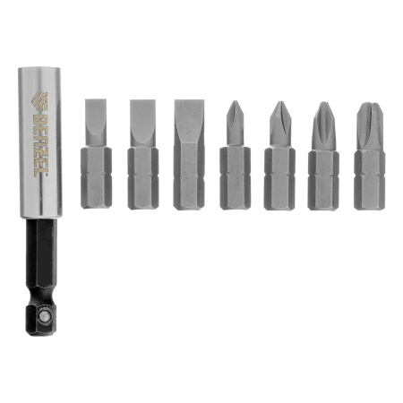 Набор бит с магнитным держателем, S2, 8 шт Denzel