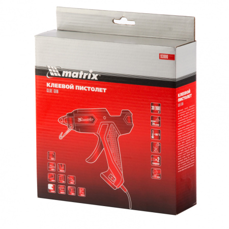 Клеевой пистолет, 11 мм, 30 (160) Вт, 18 г/мин, выключатель и индикатор напряжения Matrix цена