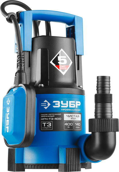 Дренажный насос ЗУБР с минимальным уровнем откачки, 400 Вт, Профессионал НПЧ-Т3-400