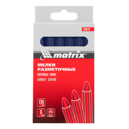 Мелки разметочные восковые синие, 120 мм, коробка 6 шт Matrix цена
