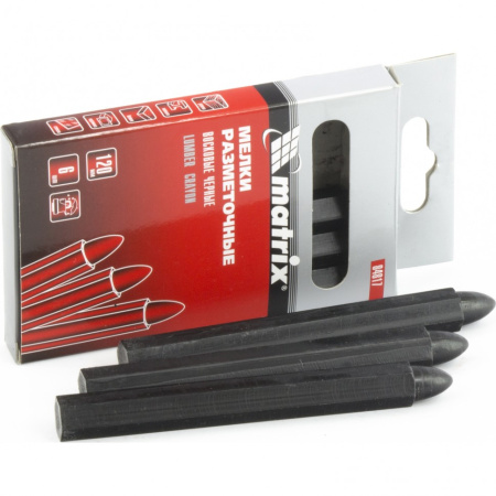 Мелки разметочные восковые черные, 120 мм, коробка 6 шт Matrix цена