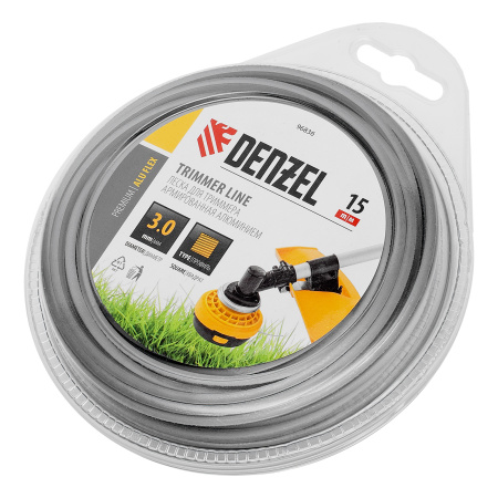 Леска для триммера армированная алюминием квадратная, 3,0мм х 15м, блистер ALUFLEX Denzel цена