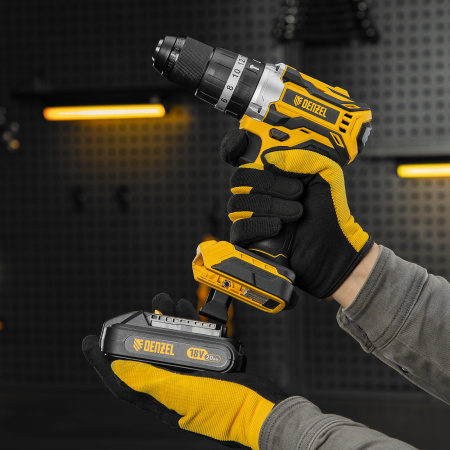 Дрель-шуруповерт аккумуляторная ударная бесщет CIDB-18-02, Li-Ion, 18 В Denzel