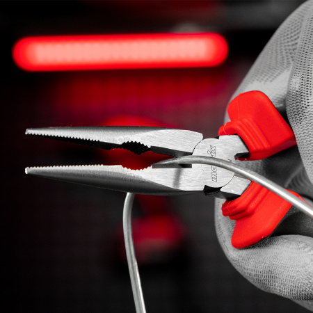 Длинногубцы прямые, 180 мм, хром-ванадий, двухкомпонентные рукоятки Matrix