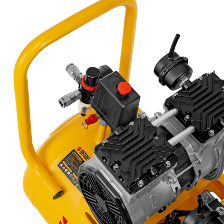 Компрессор безмасляный, малошумный DLS 2200/50, 2200 Вт, 2x1100, 50 л, 380 л/мин Denzel