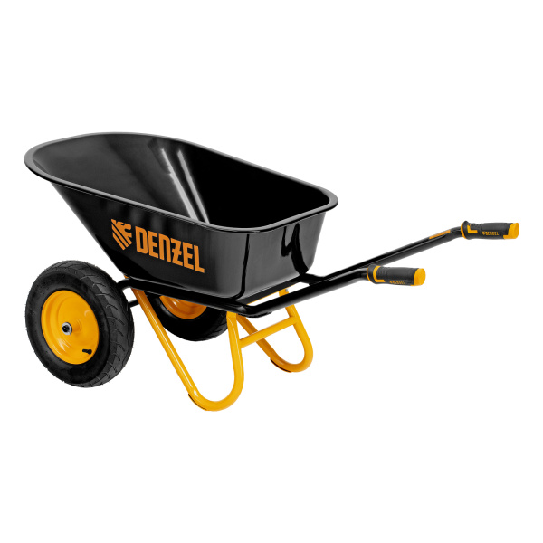 Тачка строительная, усиленная, объем 120 л, 350 кг, двухколесная, колесо 16х4.00-8 Denzel цена