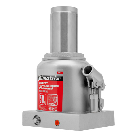 Домкрат гидравлический бутылочный, 50 т, высота подъема 240-370 мм Matrix цена