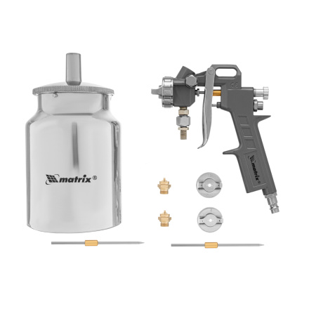 Краскораспылитель пневматический с нижним бачком V 1, 0 л, сопло D 1.2, 1.5 и 1.8 мм Matrix цена