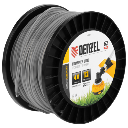 Леска для триммера двухкомпонентная квадрат, 4,0мм х 62м, на DIN катушке EXTRA CORD Denzel цена