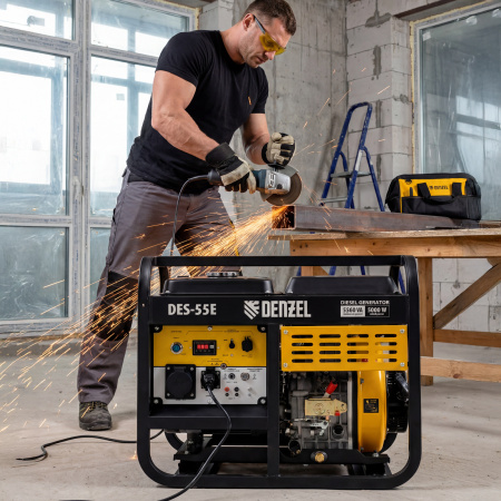 Генератор дизельный DES-55E, 5,5 кВт, 230 В, 11 л, электростартер Denzel