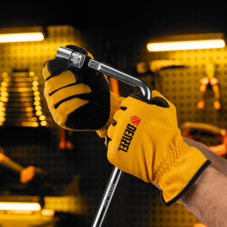 Вороток Г-образный, 375*100 мм, квадрат 1/2", CrV, матовый хром Denzel