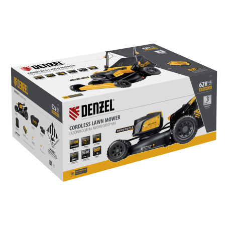 Газонокосилка аккумуляторная бесщет., RLMS560-62, привод, 560 мм, Li-ion, 62В Denzel цена