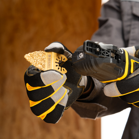 Насадка для МФИ шлифовальная двусторонняя дельта, узкая, HM, по плитке и дереву, 35 мм Denzel