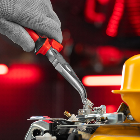 Длинногубцы изогнутые Nickel, 200 мм, никелированные, двухкомпонентные рукоятки Matrix