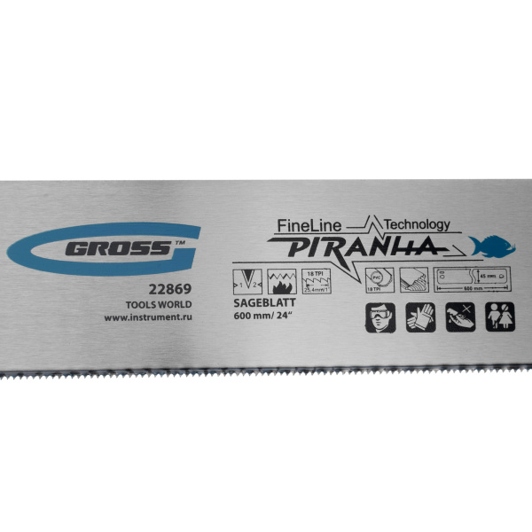 Пильное полотно для прецизионного стусла "Piranha", 600 мм, каленый зуб 2D, 18 TPI Gross цена