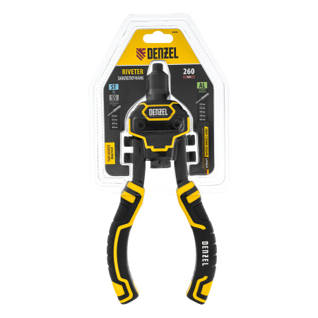 Заклепочник двуручный, заклепки 2,4-3,2-4,0-4,8-6,4 мм Denzel цена