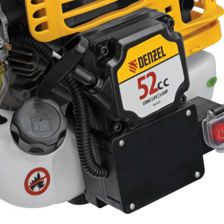 Триммер бензиновый DT-52E, 52 см3, неразъемная штанга, электростартер, состоит из 2 частей Denzel цена