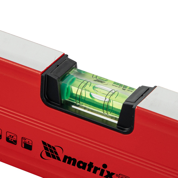 Уровень алюминиевый магнитный, 800 мм, фрезерованный, 3 глазка (1 зеркальный) усиленный Matrix цена