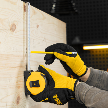 Рулетка 8м х 25мм, двухкомп. корпус, магнитный обрезиненный зацеп Denzel цена