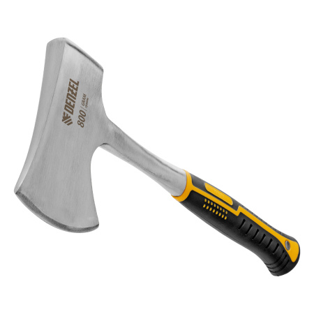 Топор цельнометаллический, 800 г, двухкомпонентная обрезиненная рукоятка, прямой хват Denzel цена