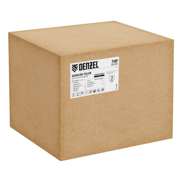 Мотоблок DPT-270SB, 7 л.с., ремен.сцеп, фрез 3х4, ШОМ, без колес, передачи 2В/1Н Denzel