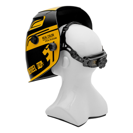 Щиток защитный лицевой (маска сварщика) F10, см. окно 100х96, Real Color, DIN 4-8/9-13 Denzel цена