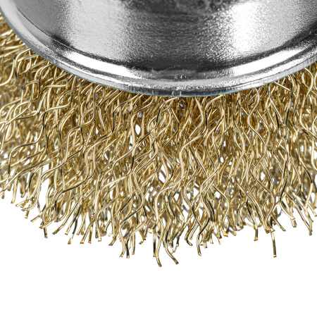 Щетка для дрели, 50 мм, "чашка" со шпилькой, латунированная витая проволока Matrix