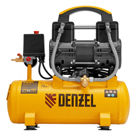Компрессор безмасл. малошумный DLP-950/10, 950Вт,10 л, 2850 об/мин, 170 л/мин Denzel