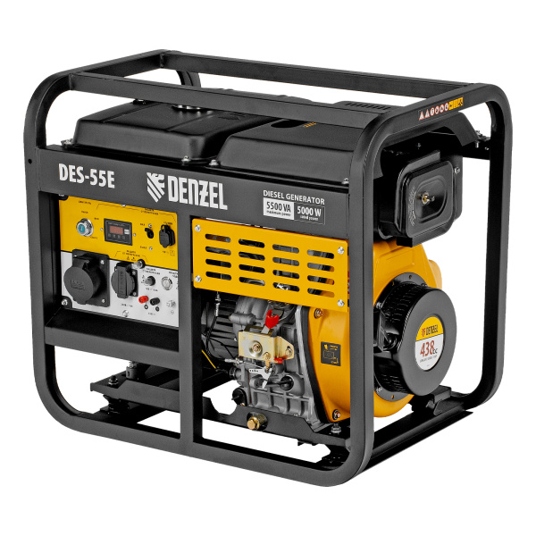 Генератор дизельный DES-55E, 5,5 кВт, 230 В, 11 л, электростартер Denzel