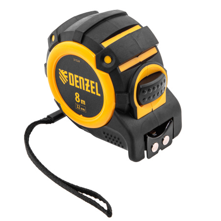 Рулетка 8м х 32мм, автоматич. фиксац., нейлон. покрытие, магнит. зацеп, двухстор. разметка Denzel цена