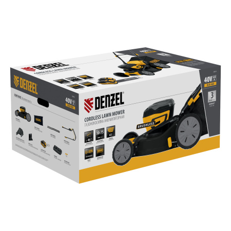 Газонокосилка аккумуляторная бесщет. DLM-460, 460 мм, травосб. 65 л., Li-Ion, 40 В Denzel цена
