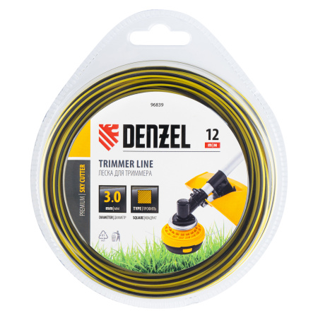 Леска для триммера двухкомпонентная квадратная, 3,0мм х 12м, блистер SkyCutter Denzel цена