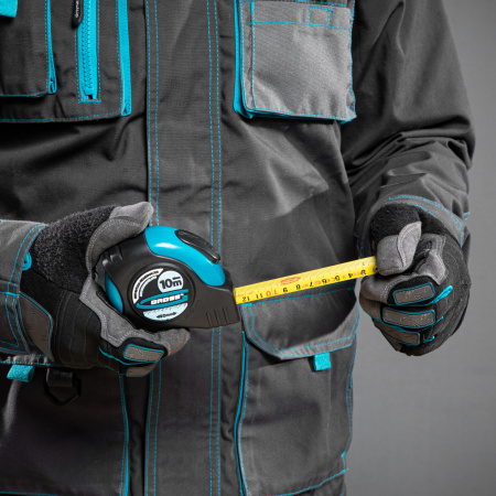 Рулетка "Schlagfest",10 м x 25 мм,магнитный обрезиненный зацеп,двусторонняя шкала,автоматическая фиксация Gross цена