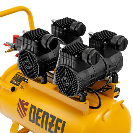 Компрессор безмасл. малошумный DLP -3000/50, 3 кВт, 2х1,5 кВт,50 л, 2850 об/мин,500 л/мин Denzel