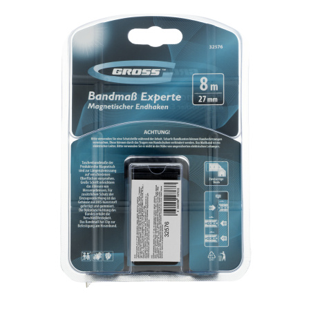 Рулетка Experte,8 м x 27 мм,двухкомпонентный корпус,магнит,двухсторонняя разметка,нейлон Gross цена