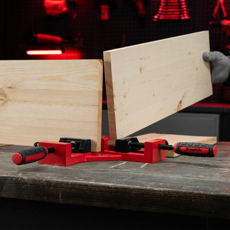 Струбцина угловая, быстрозажимная, 65/65 мм, двухкомпонентные обрезиненные рукоятки Matrix цена