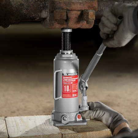Домкрат гидравлический бутылочный, 10 т, высота подъема 230-460 мм Matrix цена