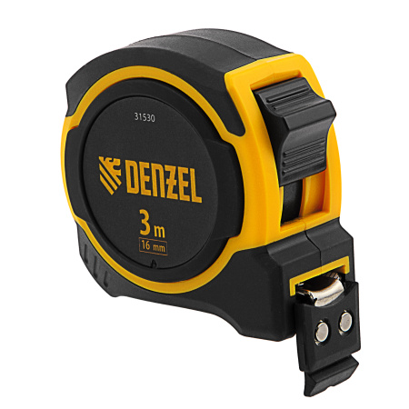 Рулетка 3м х 16мм, двухкомп. корпус, магнитный обрезиненный зацеп Denzel цена