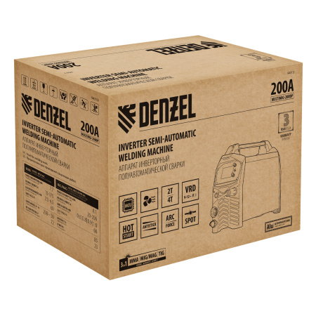 Аппарат инвертор. полуавтомат. сварки MultiMIG-200DP Synergy Double Pulse, 200 А, ПВ 80% Denzel